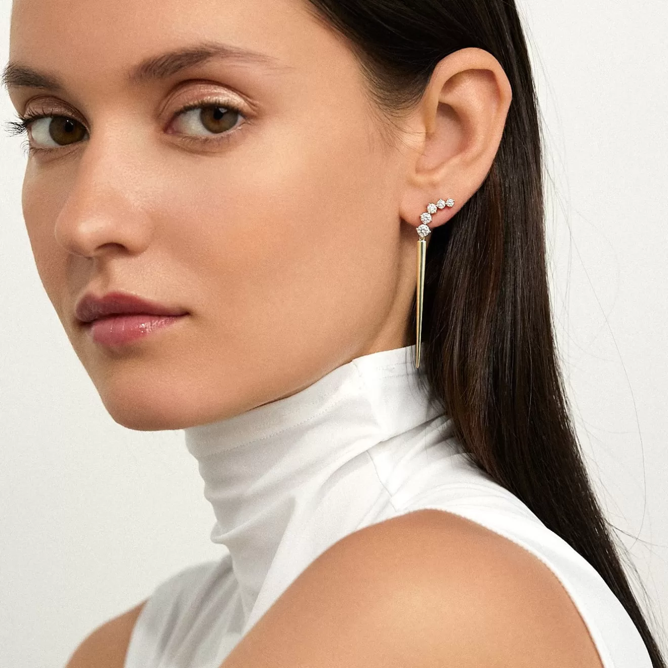 Earrings>Melissa Kaye ARIA DAGGER EARRING (Partial Diamond)