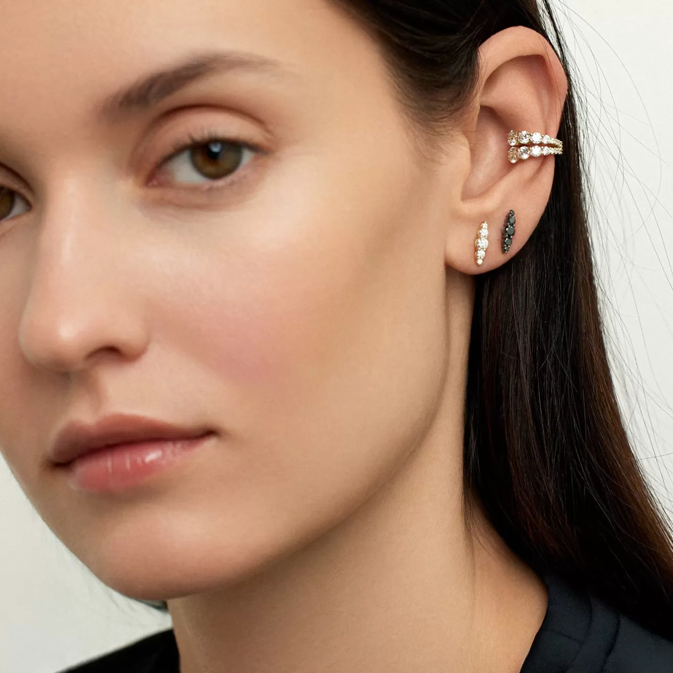 Earrings>Melissa Kaye ARIA GRADUATED STUD (Black Diamond)