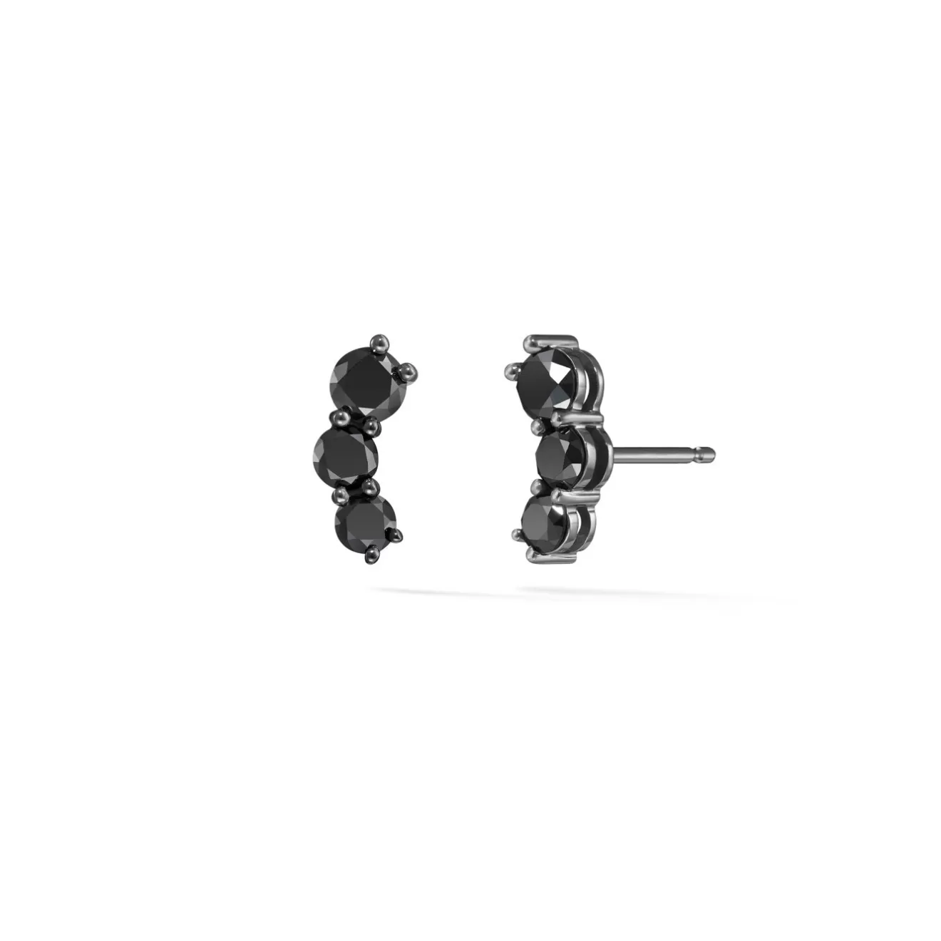 Earrings>Melissa Kaye ARIA TRIPLET STUD (Black Diamond)