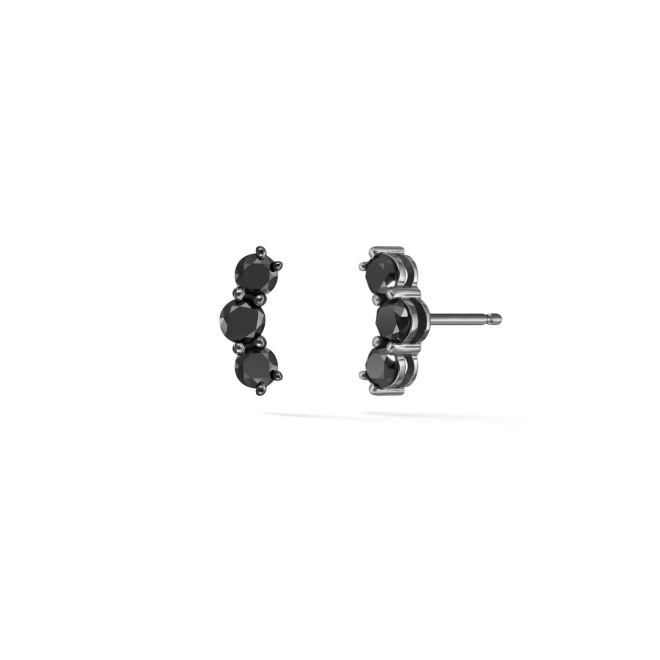 Earrings>Melissa Kaye ARIA TRIPLET STUD Mini (Black Diamond)