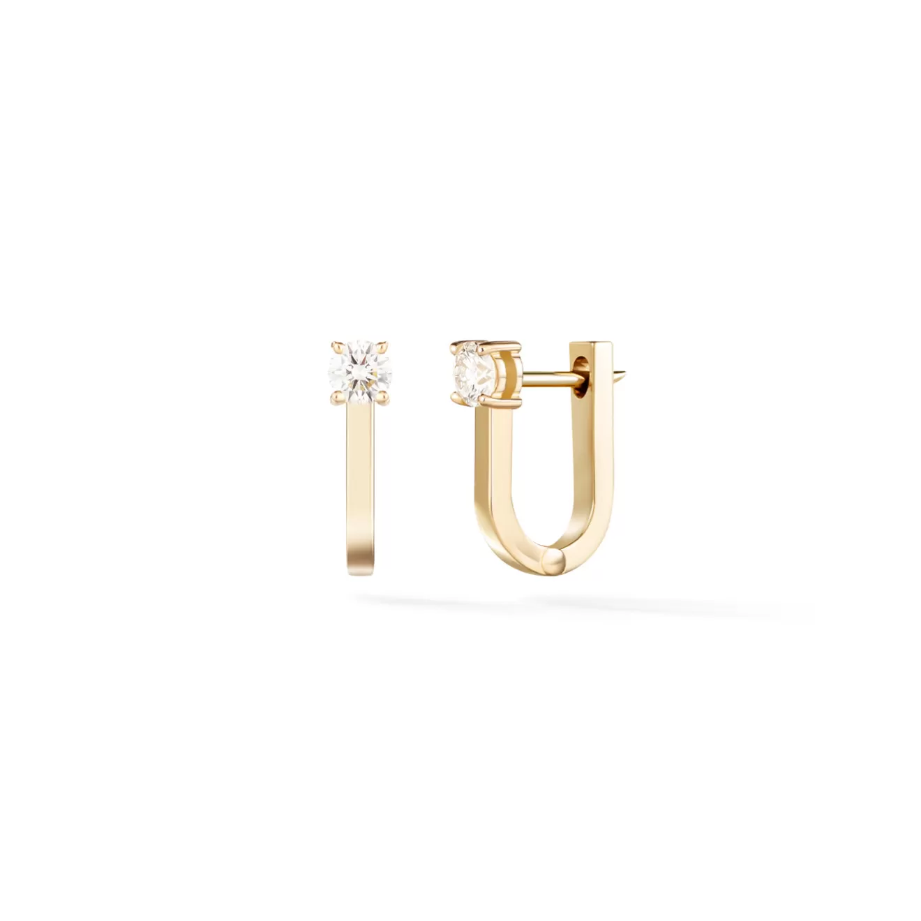 Earrings>Melissa Kaye ARIA U HUGGIE HOOP (Gold)