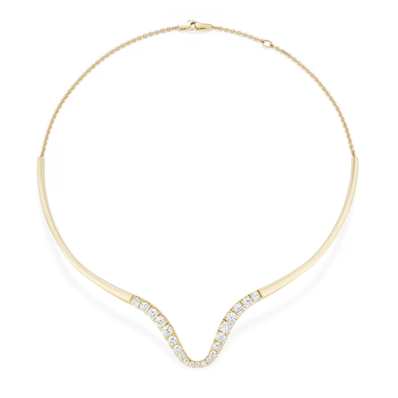 Necklaces>Melissa Kaye CLARA CURVED COLLAR (Partial Diamond)