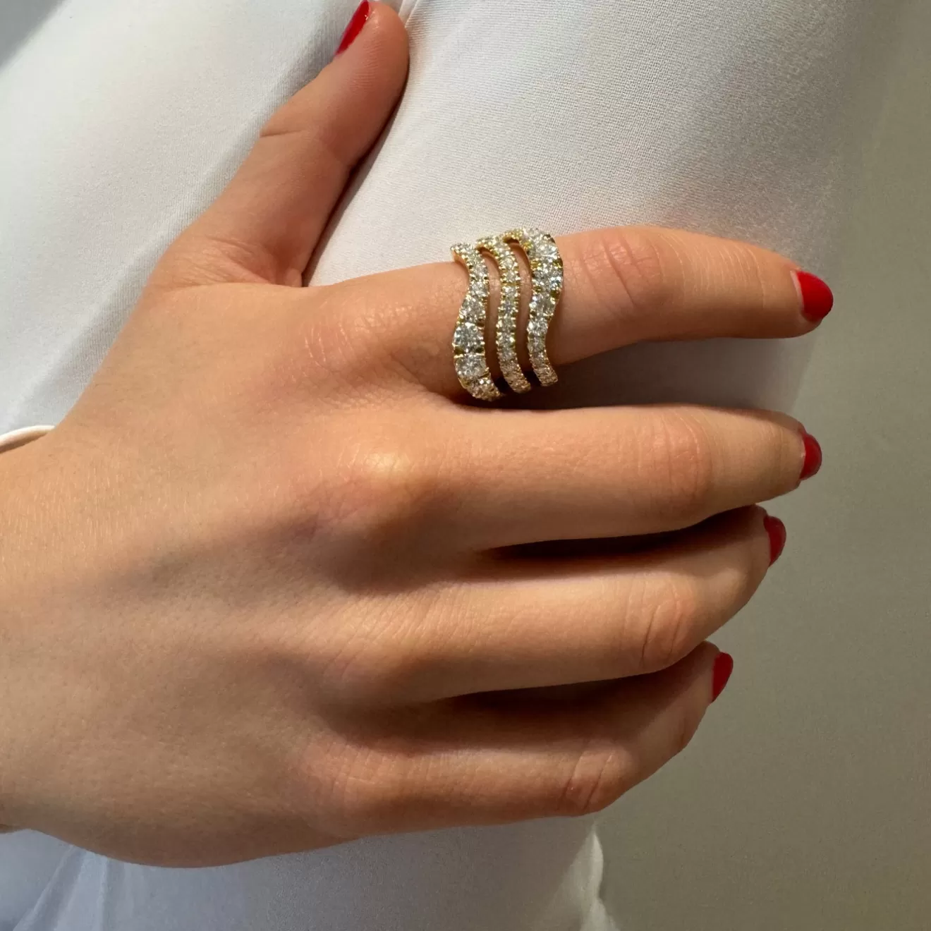 Rings>Melissa Kaye CLARA TRIPLE WAVE RING