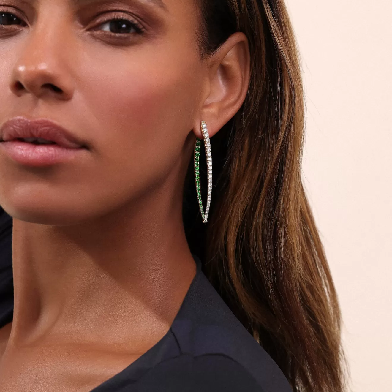 Earrings>Melissa Kaye CRISTINA EARRING XL (Tsavorite Garnet)