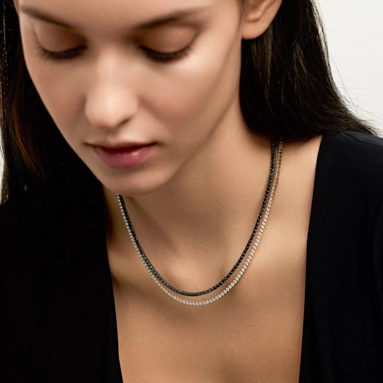 Necklaces>Melissa Kaye LENOX TENNIS NECKLACE (Black Diamond)