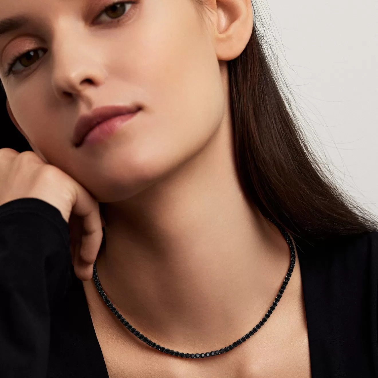 Necklaces>Melissa Kaye LENOX TENNIS NECKLACE Medium (Black Diamond)