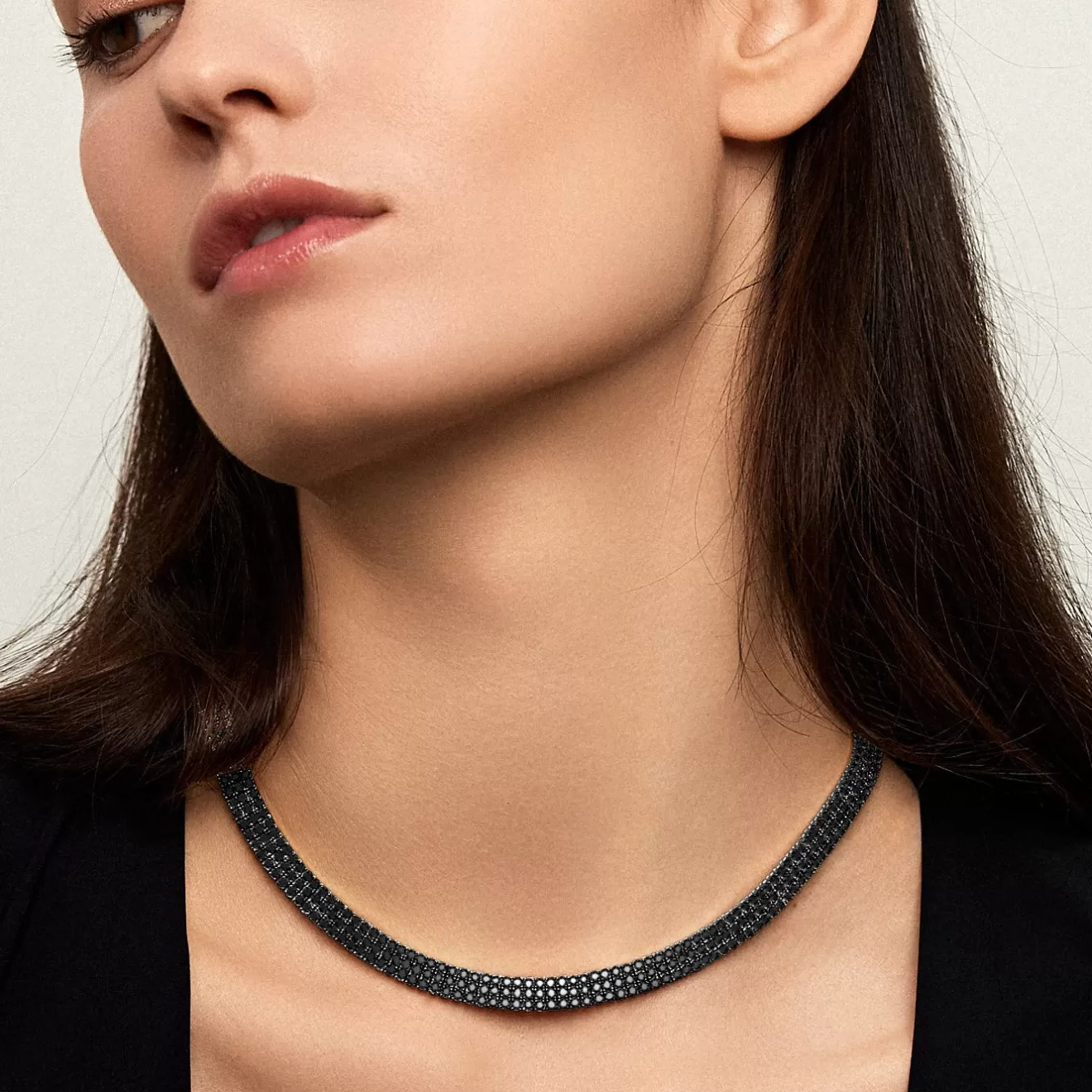 Necklaces>Melissa Kaye LENOX TENNIS NECKLACE TRIPLE (Black Diamond)