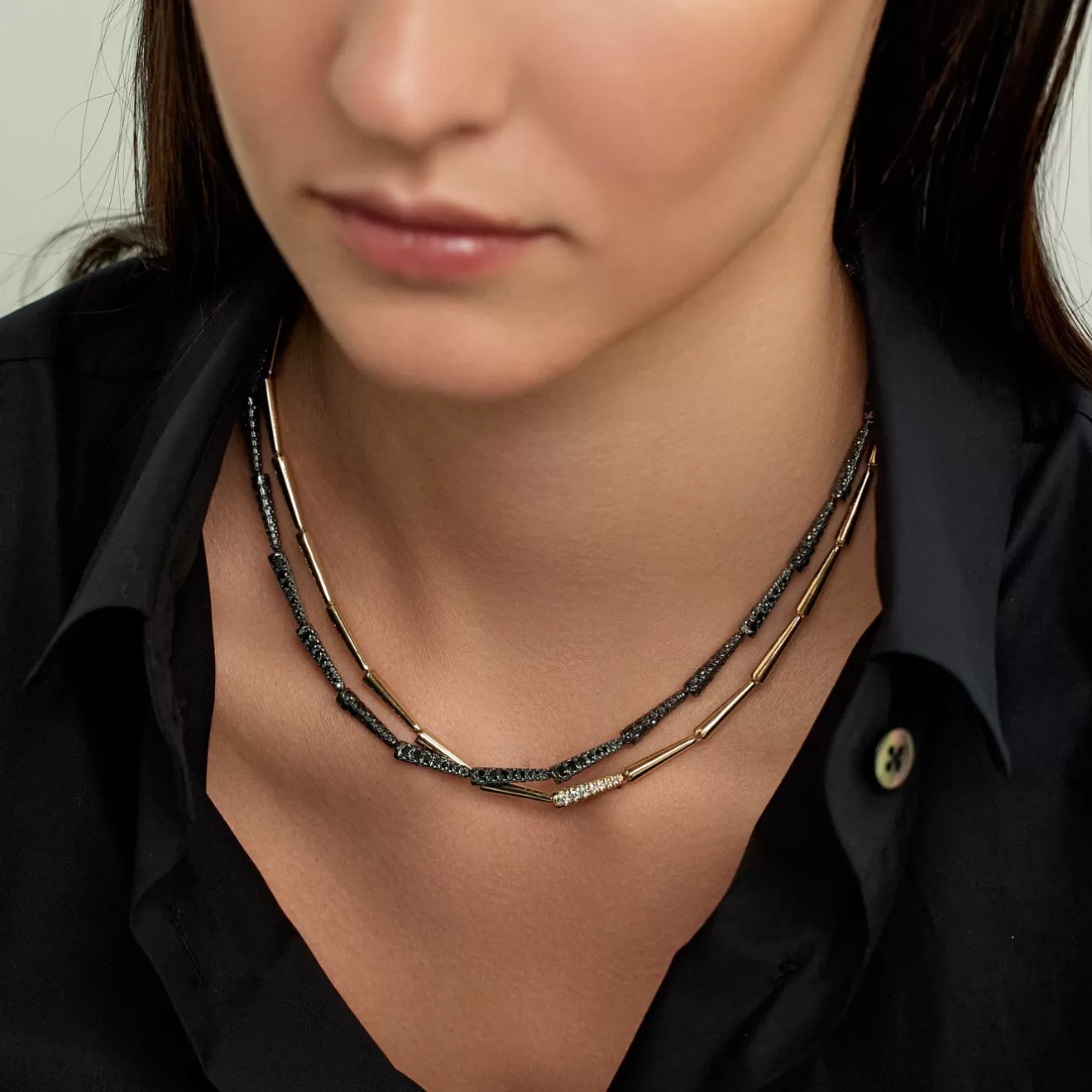 Necklaces>Melissa Kaye LOLA LINKED NECKLACE (Black Diamond)