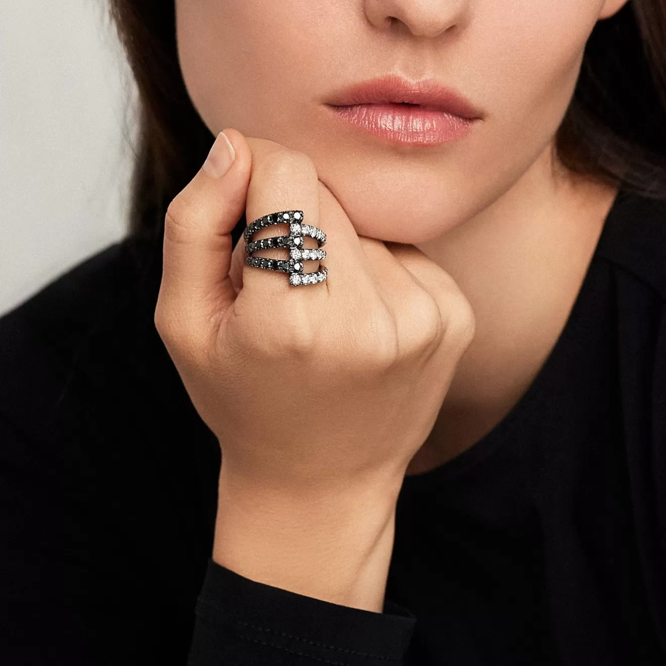 Rings>Melissa Kaye LOLA TRIPLE RING (Black Diamond)