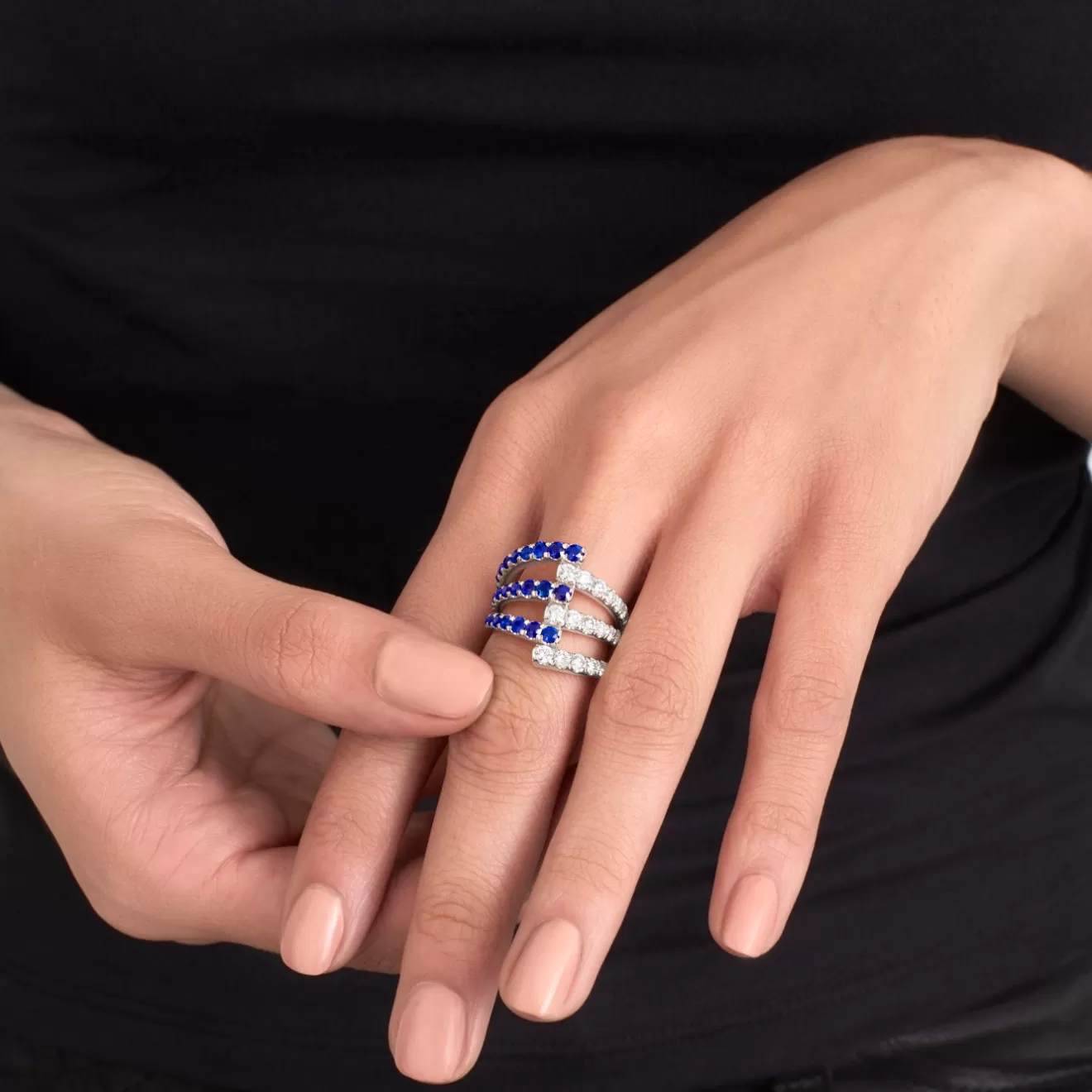 Rings>Melissa Kaye LOLA TRIPLE RING (Blue Sapphire)