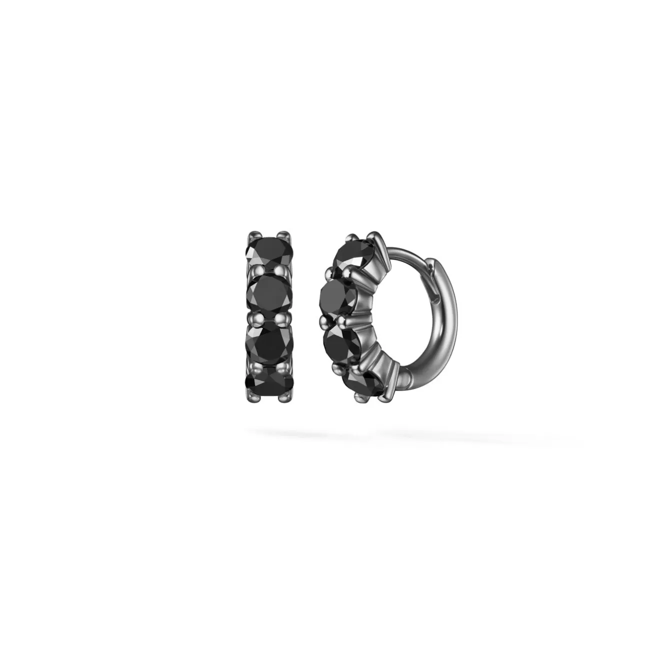 Earrings>Melissa Kaye SADIE HUGGIE HOOP (3mm, Black Diamond)